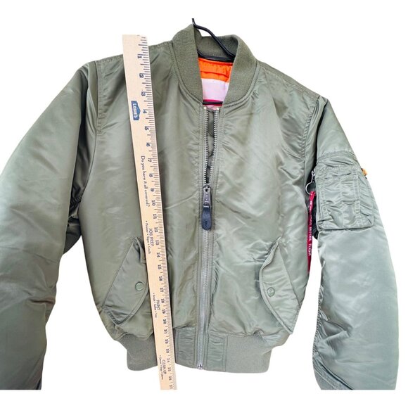 Alpha Industries Ma-1 Bomber Jacket Olive Green Reversible Lined Unisex XS Nylon - Picture 13 of 16